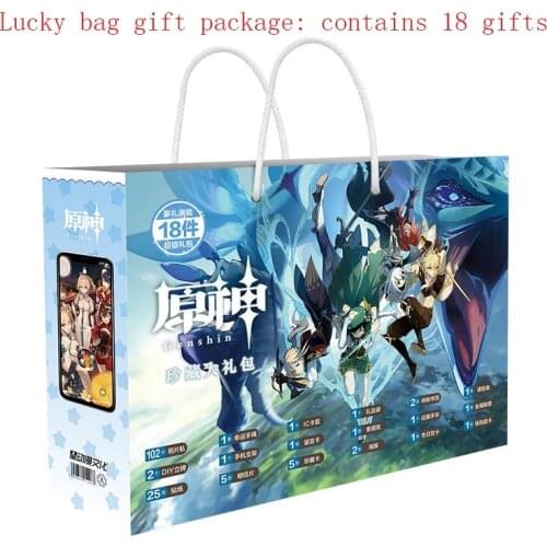 Game Genshin Impact Lucky Gift Bag Collection Bag Toy Postcard Wristband Poster Badge Stickers Bookmark Gift