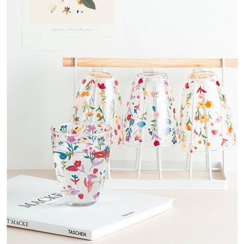 Fuk Thr South Korea Fresh Glass Celebrity Ins Style Household Milk Cup High Borosilicate Heat-Resistant Water Cup Tea Set Cup