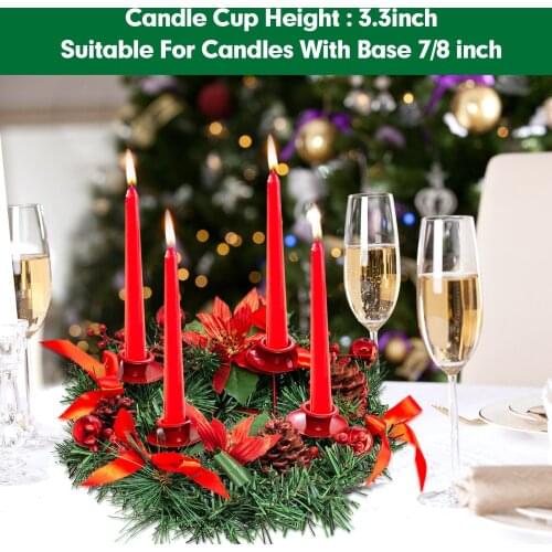 Artificial Red Berries Plants Christmas Flower Vine Circle Leaves Shrubs Advent Season Holiday Xmas Decor Indoor Home