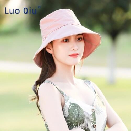 Curly solid color fisherman hat female summer foldable cloth caps lighter woman big sunshine cap cotton solid color big sun hat