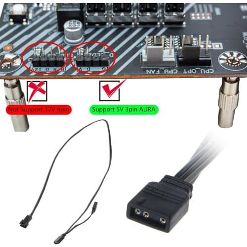 ARGB Light Control 5V 3Pin Extension Cable Adapter Cord Line for AURA AS-US/MSI Motherboard Spliter