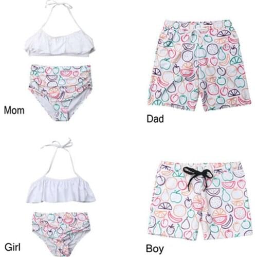 2019 Fashion Summer Family Swimwear Bikini Mother Father Matching Women Kid Girls Boys Bathing Suit Family Look Clothes