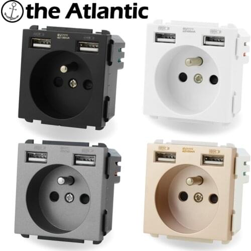 S Series- FR Power Socket Module With Dual USB Charging Function Module DIY Free Combination Socket Black White Gold Gray