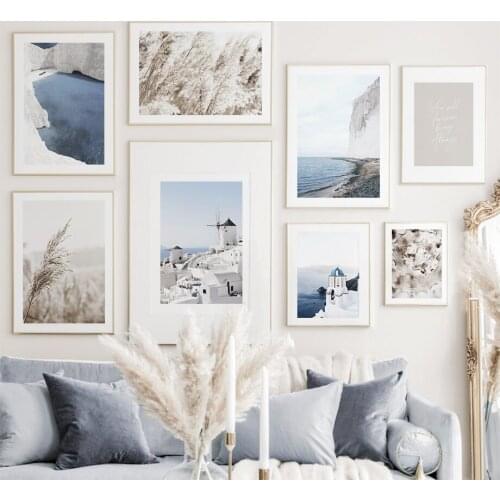 Santorini White Building Blue Ocean Wall Art Canvas Painting Nordic Posters Prints Pictures For Living Room Decor Home Decor