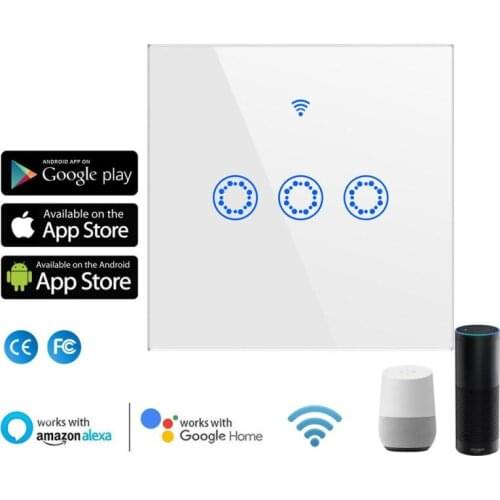 Wifi Smart Switch Wall Touch Smart Home 1/2/3 Gang Light Switch Voice Control With Amazon Alexa Google Home EU Remote Control