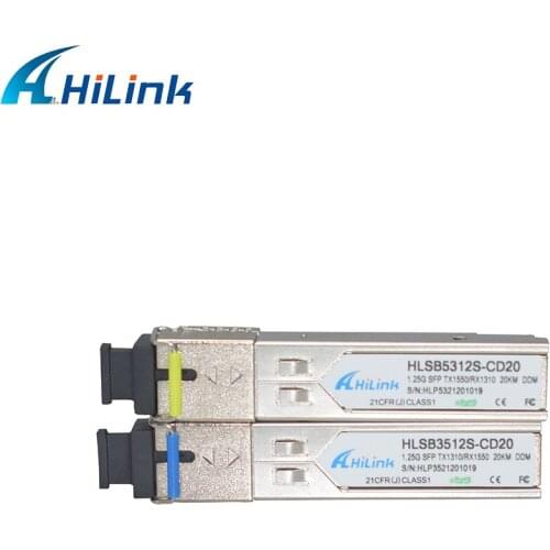 5 pair Hilink Optical fiber Transceiver 1g 1.25g bidi sfp 20km LC DDM 1310/1550nm