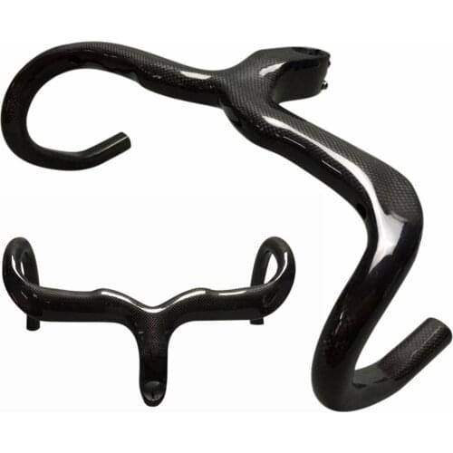 Full 3K Carbon Road Bike Integrated Handlebar Ultralight Cycling Bicycle Drop Bar With Stem 28.6mm Glossy Black