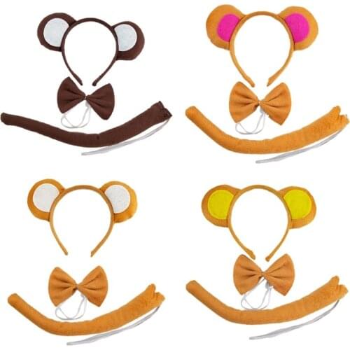 Animal Jungle Ear Headbands Zoo Cartoon Animal Ear Hairbands Costume Set Animal Hair Hoop for Kid Halloween Christmas