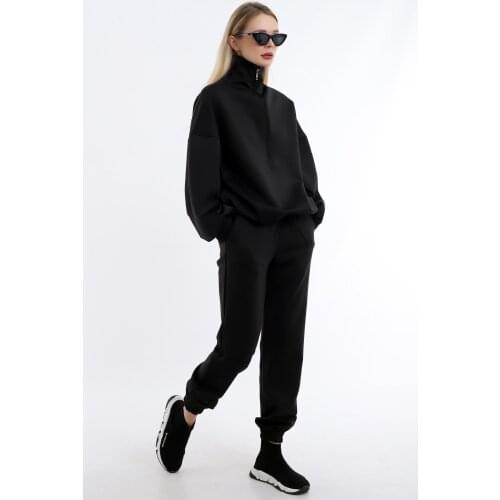 Track Suit Hoodies Vintage Sweatshirt Womens Each Collar Long Zippered Scuba Fabric Comfortable Stylish And Sporty Jogging Suit