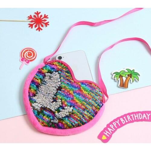 Kid Baby Girl Coin Bag Love & Hearts Sequins Crossbody Shoulder Bags Coin Purse Wallet Clutch Bags /BY