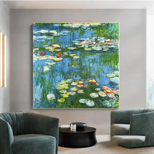 Famous Water Lilies By Claude Monet Canvas Painting Impressionist Art Posters and Prints Wall Picture for Living Room Home Decor