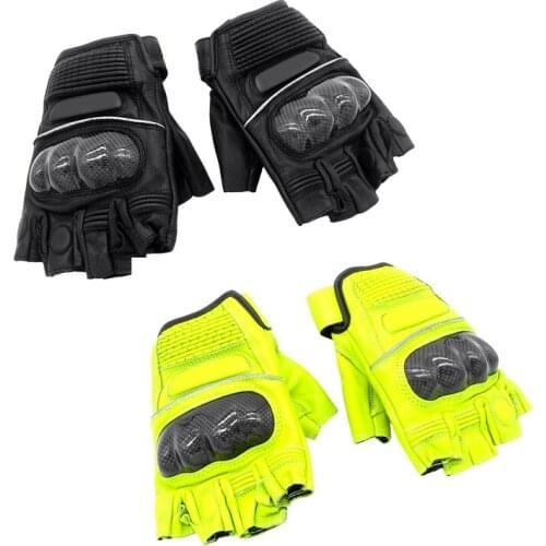 1 Pair Motocycle Leather Half Finger Glove Retro Riding Protect Glove Off-road Racing Anti-drop Gloves Motorbike Protective Gear