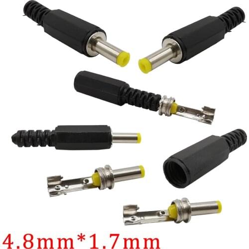 10Pcs 4.8mm * 1.7mm DC Power Plug Connector 4.8*1.7mm DC Power Male Plug Jack Socket Wire Cable Solder DIY Electronic Connector