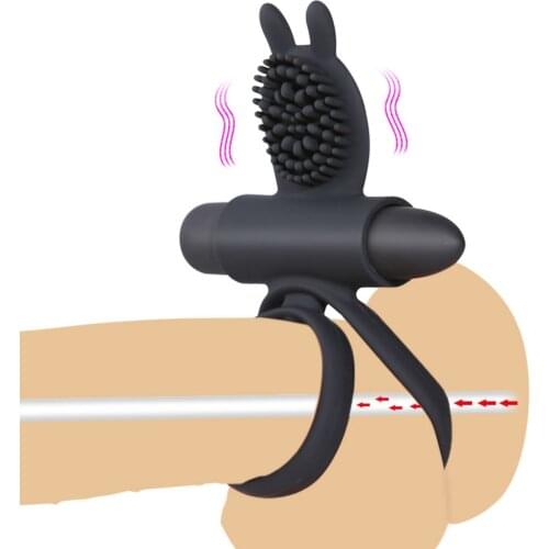 10 Speed Vibrators Cock Vibrating Penis Dual Rings Massager Male Sex Delay Ejaculation Erotic Sex Toys For Men Couple Women