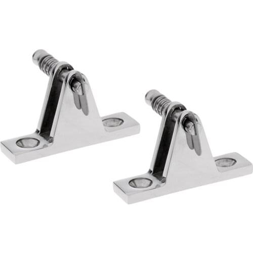 2 Pack 90 Degree Bimini Universal Deck Hinge w/ Pin, Marine Hardware, Silver 316 Stainless Steel