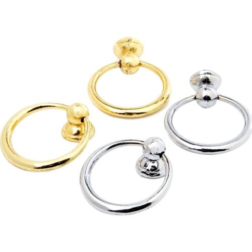 2Pcs Modern Simple Drop Rings Handles Closet Drawer Cabinet Door Pull Knobs Wardrobe Furniture Knobs and Handles Silver/Gold