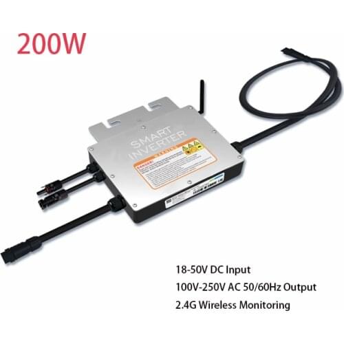 200W Waterproof Grid Tie Inverter MPPT Pure Sine Wave DC18-50V Input AC120/230V Output Micro Inverter for 30V 36V Solar Panel