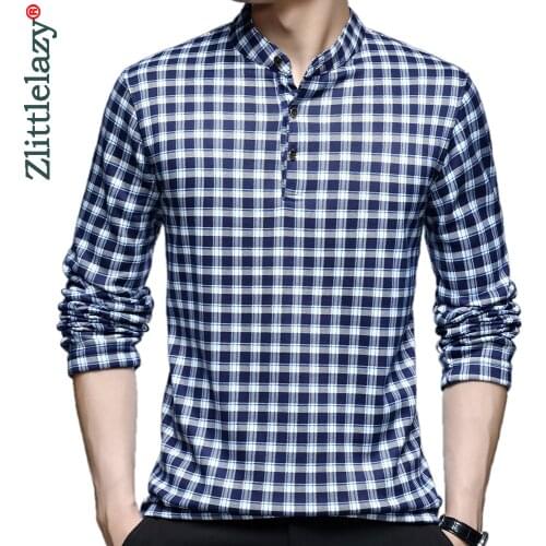2020 winter thick polo tee shirt men casual plaid mens clothing warm polos shirts mens fashion slim fit poloshirt tops 10305