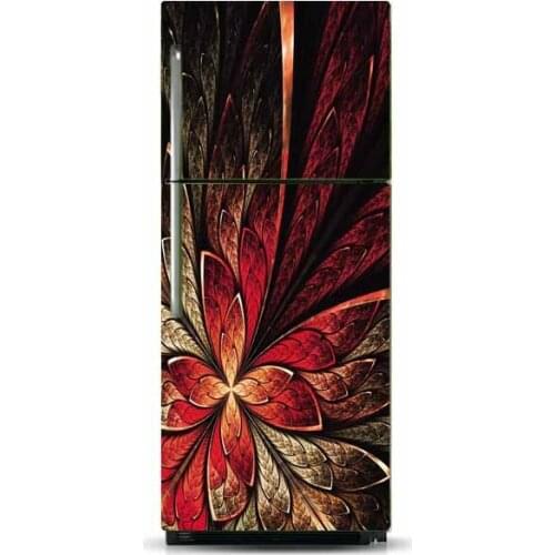 3D Dishwasher Refrigerator Freeze Door Sticker Abstract Blooming Flower Art Fridge Door Cover Wallpaper Kitchen Accessories