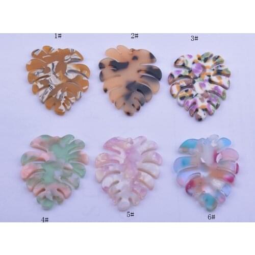 6pcs 30*36mm Monstera leaves Acetate Slabs Charms Flower Pendants Earrings For DIY Jewelry