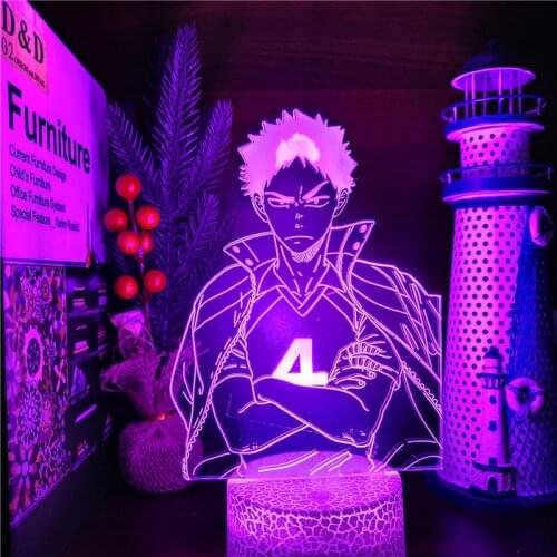 Haikyuu Anime Acrylic 3D Lamp Hajime Iwaizumi Led Color Changing Night Light Bedroom Decor Illusion Visual Table Lamp KIds Gifts