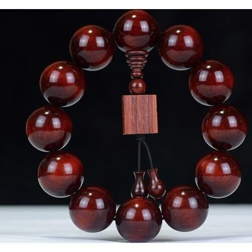 AURAREIKI Padauk Rhinoceros Horn Buddha Beads Hand String Rosary With Amulets Ornaments Antiques Mala Unisex Bracelet Jewels