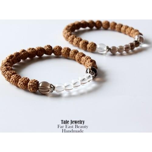 Wholesale Zen Buddhism Style Tibetan Mala Rudraksha With Crystal Beads Stretch Bracelet For Women Unique Yoga Meditation Jewelry