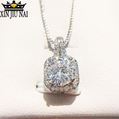 Solid 925 anillos silver necklace 2018 women Big CZ Crystal Stone choker necklaces pendants collier necklace femme Short chain