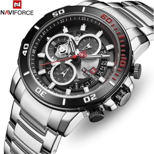 NAVIFORCE Stainless Steel Strap Mens Quartz Watch Waterproof Military Army Man Watches Business Men Clock Relogio Masculino