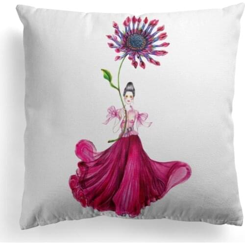 Cartoon Flowers Pattern Cushion Covers 18x18 inches Decorative Throw Pillows For Sofa