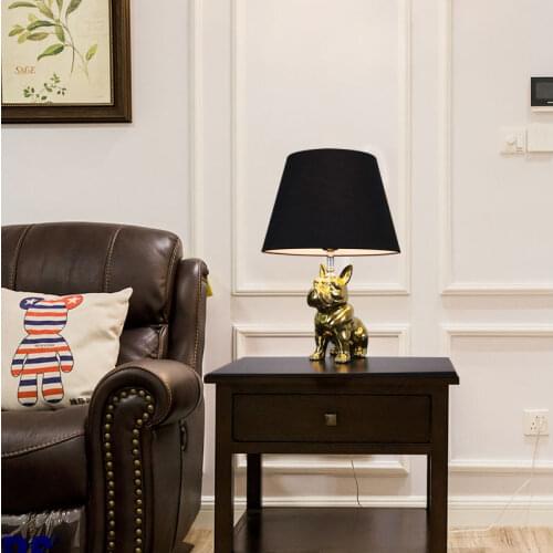 Postmodern Ceramic Dog Table Lamp Nordic Creative Fashion Lampsfor Childrens Room Study Bedroom Bedside Decor Led Desk Lights