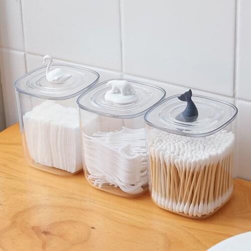Cotton Swab Q-tip Storage Box Clear Acrylic Cotton Pad Storage Box Cosmetic Case Bedroom Washroom Transparent Organizer