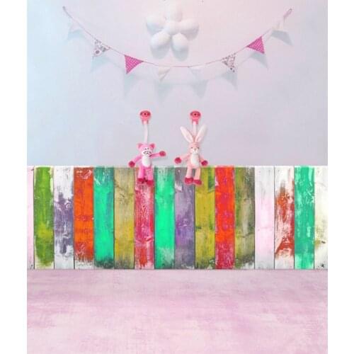 Colorful Fence Rabbit Photography Backdrops Photo Props Studio Background 5x7ft