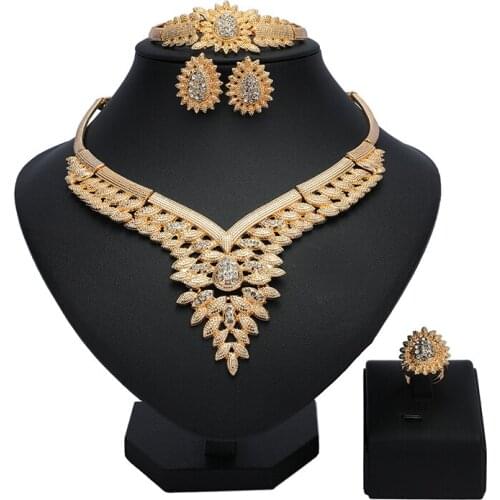 Longqu 2020 Nigerian Wedding woman accessories jewelry set Dubai Gold designer Jewelry Set Fashion African Bridal Jewelry Set