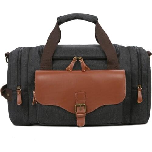 Men Large Capacity Weekend Bag Canvas Multifunction Leather Bags Carry on Luggage Bag Tote Utility Travel Bag Dropshipping