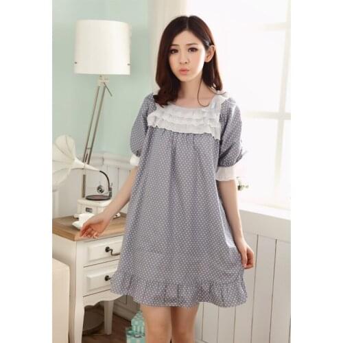 Nightdress summer cotton mom Sleepwear women plus size pregnant women confinement short-sleeved dress pijama