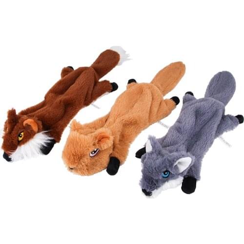 2020 New Cute Plush Toys Squeak Pet Wolf Fox Animal Plush Toy Dog Chew Squeaky Whistling Involved Squirrel Dog Toys