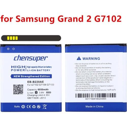 NEW 6050mAh EB-B220AE For Samsung Galaxy Grand 2 G7102/G7106 EB-B220AC battery G7100/G7108 G7109 I9295 i9507V