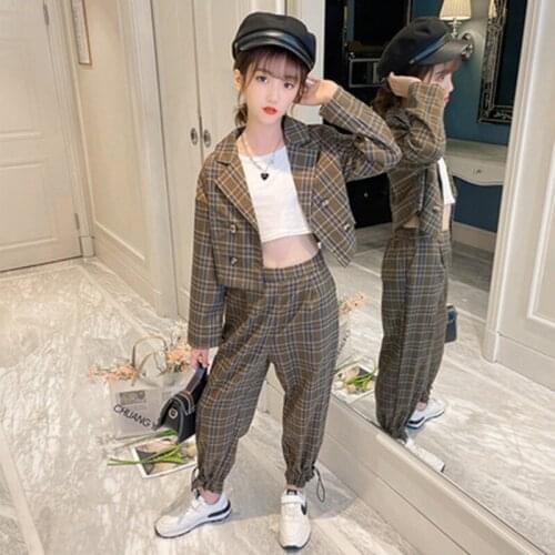 Girl Formal Blazer Clothing Sets 2021 Spring Autumn Kids Clothes Jackets+Pants Fashion High-Grade Teenage Casual Outfits 5-14Yrs
