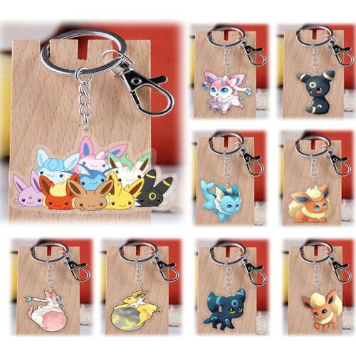 Pokemon Anime Eevee Umbreon Espeon Eeveelution Acrylic Anime Keychain Backpack Keyring Pendant Accessories Birthday Gifts