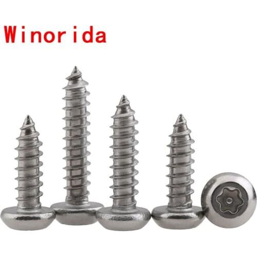 GuHua Stainless Steel Six-lobe Round Head Self Tapping Screws PA M2.9M3.5 Plum Pan Head with Pillar Core Anti-theft Screw 20Pcs