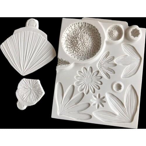 3Ps Sunflower Leaf Pattern Stamping Silicone Mold For Fondant Chocolate Epoxy Sugarcraft Mould Pastry Cupcake Decorating Kitchen