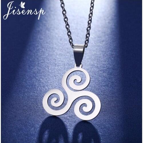 Jisensp Vintage Teen Wolf Pendant Triskele Triskelion Irish Symbol Allison Argent Triple Spiral Necklace for Women Men Best Gift