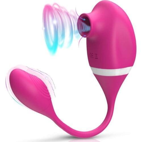 Clitoral Sucking Vibrator with Vibrating Egg, 2 in 1 G-spot & Clitoris Stimulator, Rechargeable & Waterproof Nipples Clit Sucker