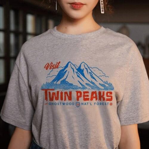 Newest Gray Twin Peaks T Shirt Women Movie Tv Shirt Female T Shirt Tumblr Clothes Graphic Tees Women Gothic Korean Style Tops