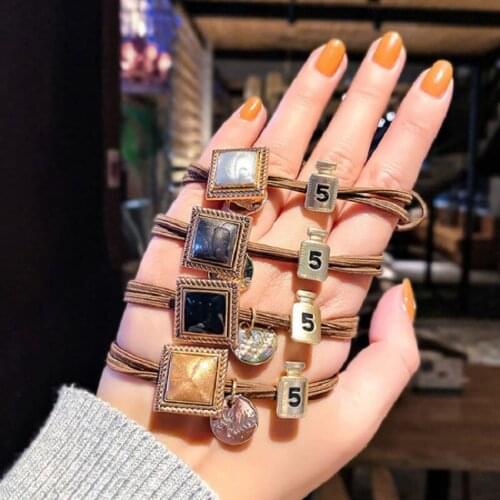 Sweet Korean Style Hair Band Rose Crystal Square Decor Hair Rings High Elastic Hair Rope Women Girls Pony Tail Hair Accessories