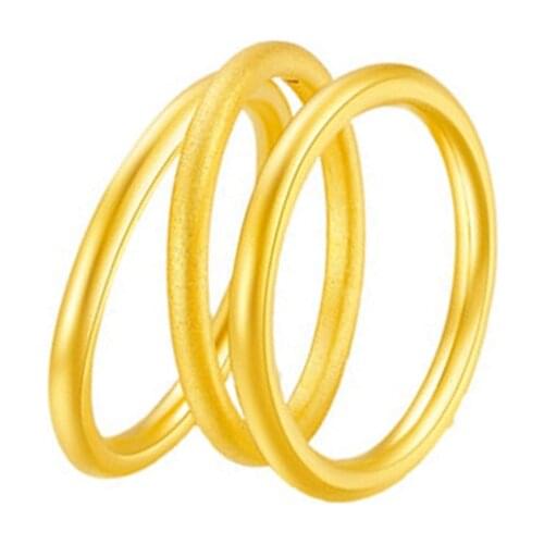 MADALENA SARARA 5G 24K Gold Ring Simple Unisex Ring Round Shape For Lovers Or Couple Full Size About 1.0g