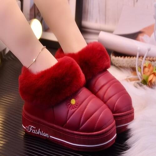 Winter new home non-slip and velvet warm slippers womens fashion thick-soled cotton shoes hot sale plus size 40-41