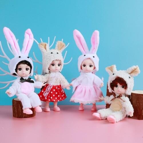 1/8 BJD Baby Clothes Pink Rabbit Ears /Beige Bear 8 points BJD Doll Baby Clothes Dress Up Accessories