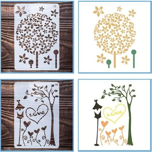 12pc 14*20cm Hydrangea Love Stencils Painting Template DIY Scrapbooking Diary Coloring Embossing Stamp Album Decoration Reusable